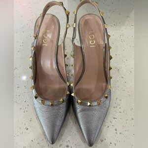 EUC LODI Studded Metallic Slingback Pumps EU 41